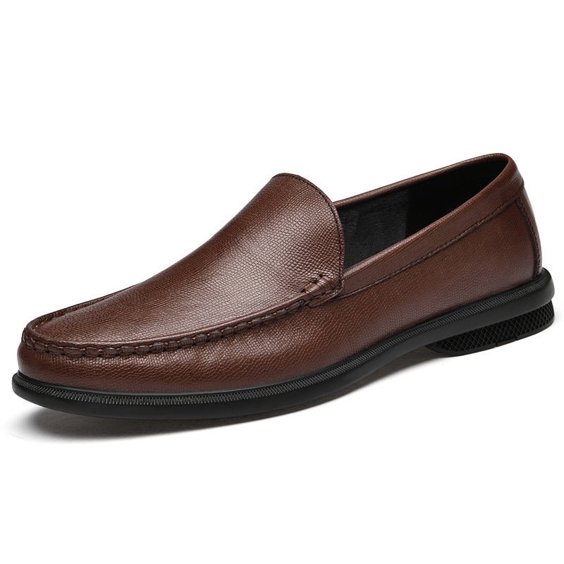 Cowhide Embossed Business Leisure Slip On - AmiraMart