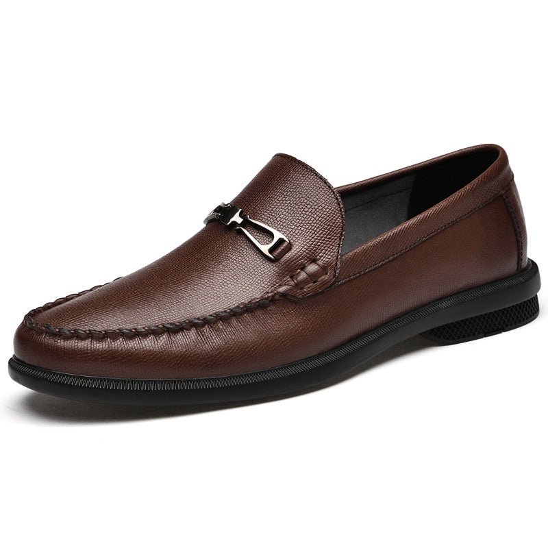 Cowhide Embossed Business Leisure Slip On - AmiraMart