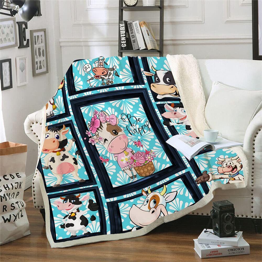Cows Pattern Cartoon Children's Printed Blanket - AmiraMart