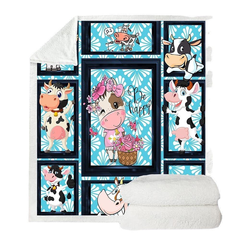 Cows Pattern Cartoon Children's Printed Blanket - AmiraMart