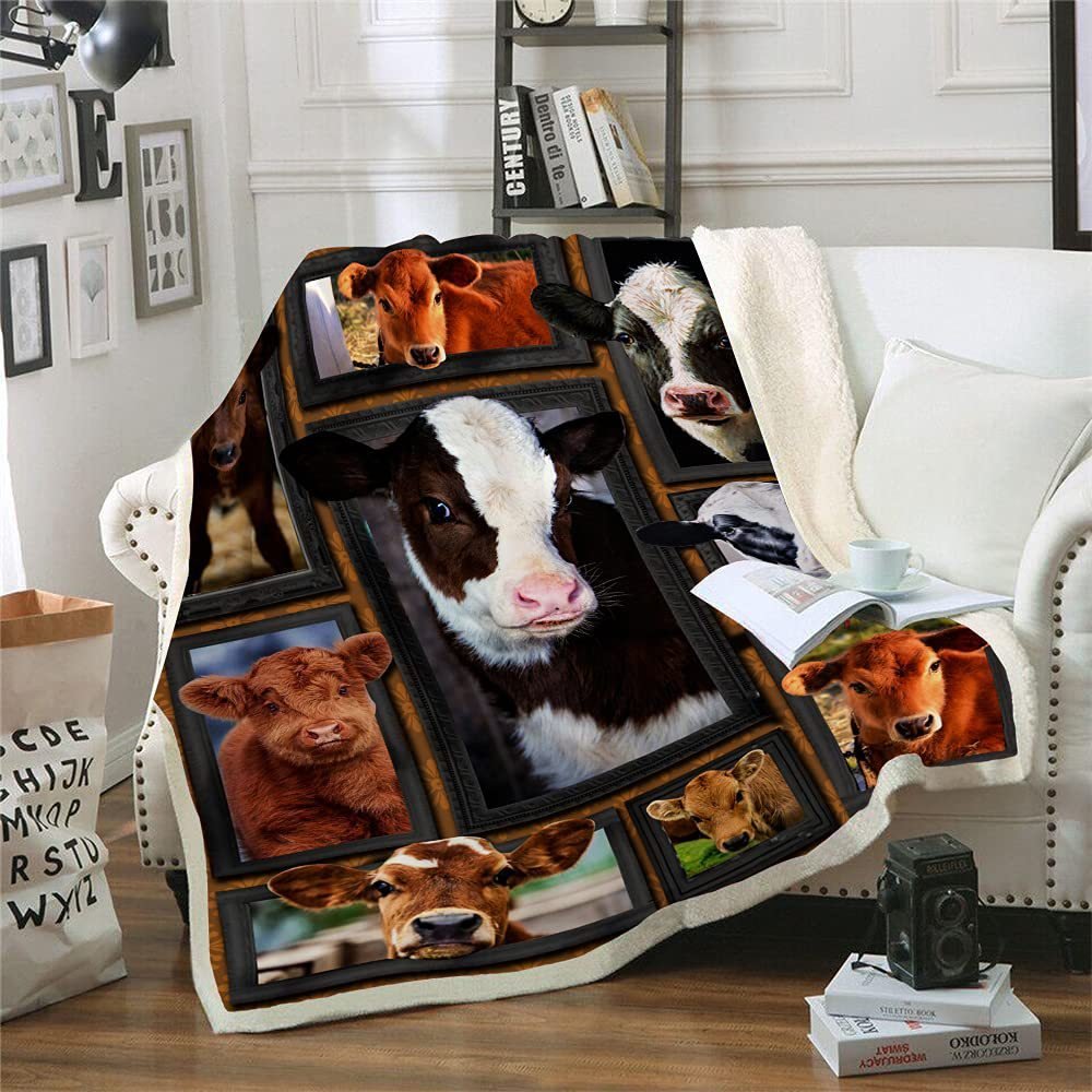 Cows Pattern Cartoon Children's Printed Blanket - AmiraMart