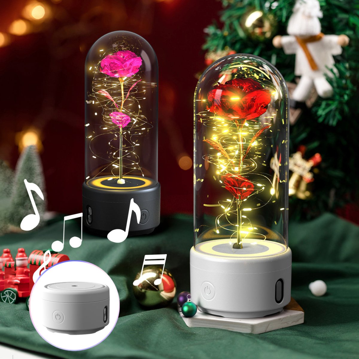 Creative 2 In 1 Rose Flowers LED Light And Bluetooth - compatible Speaker - AmiraMart
