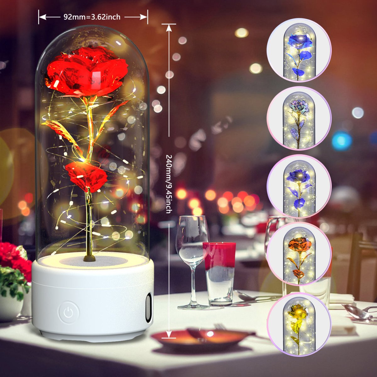 Creative 2 In 1 Rose Flowers LED Light And Bluetooth - compatible Speaker - AmiraMart