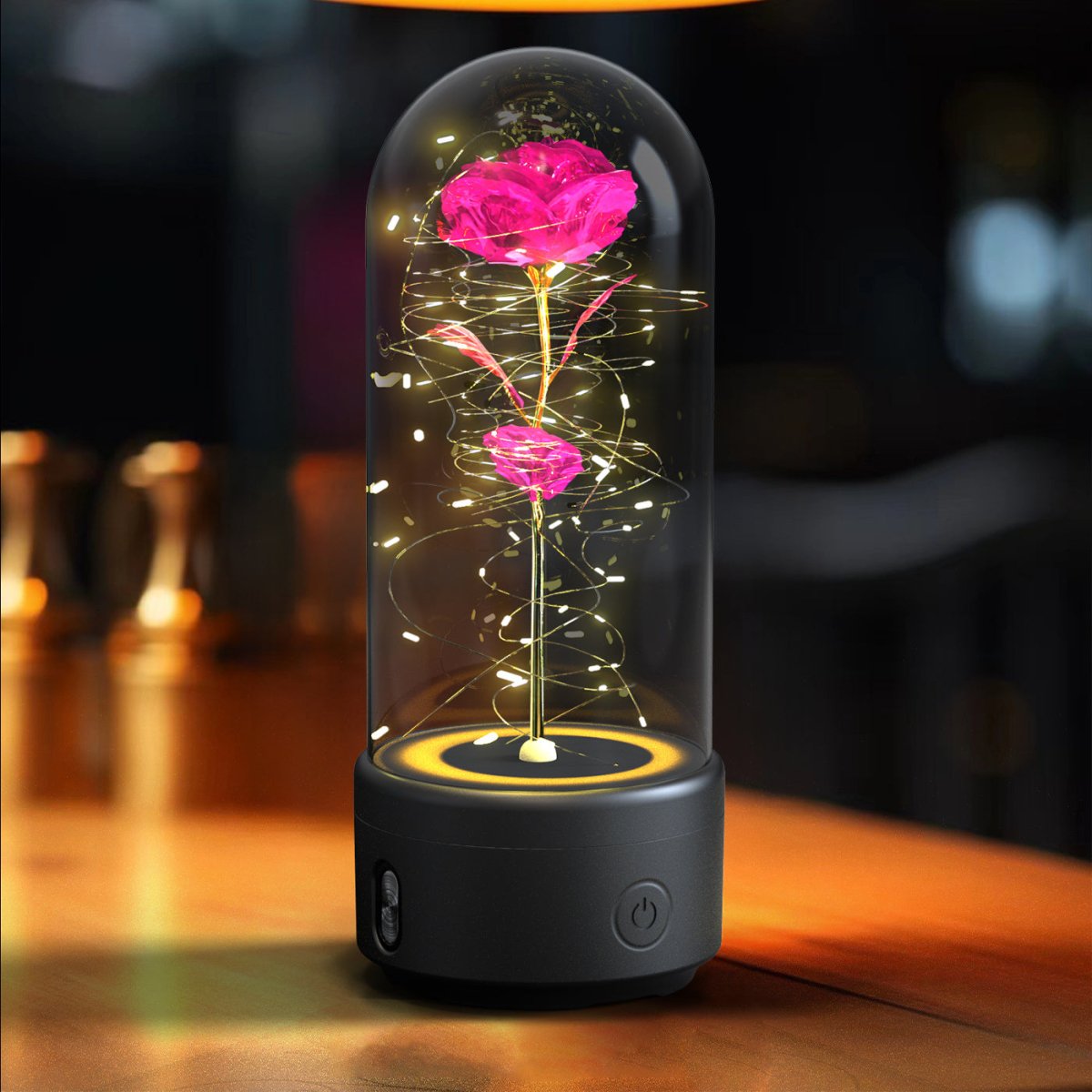 Creative 2 In 1 Rose Flowers LED Light And Bluetooth - compatible Speaker - AmiraMart