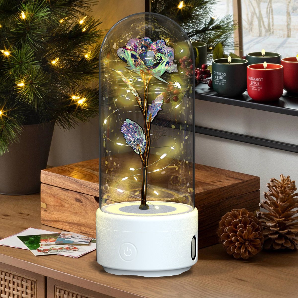 Creative 2 In 1 Rose Flowers LED Light And Bluetooth - compatible Speaker - AmiraMart