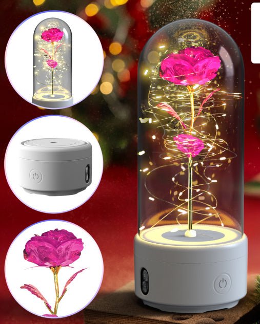 Creative 2 In 1 Rose Flowers LED Light And Bluetooth - compatible Speaker - AmiraMart