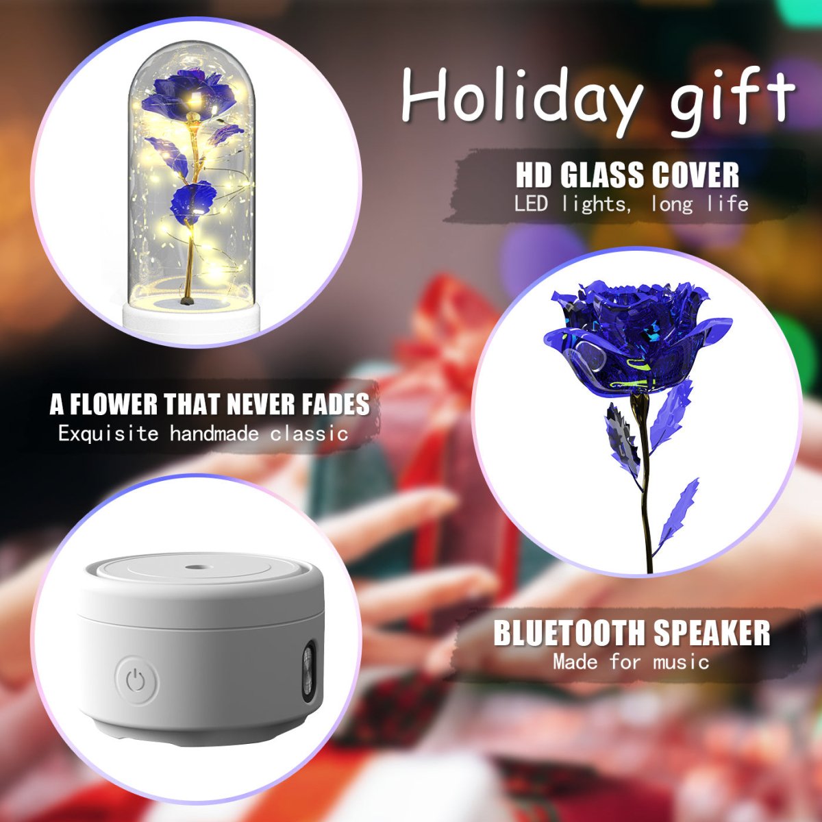 Creative 2 In 1 Rose Flowers LED Light And Bluetooth - compatible Speaker - AmiraMart