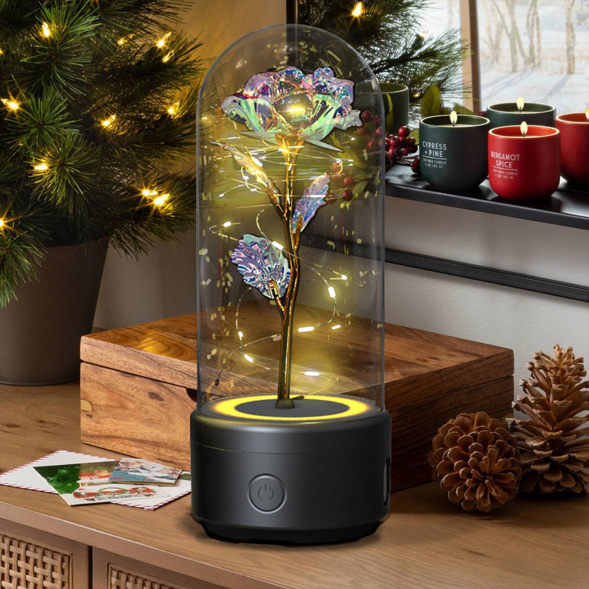Creative 2 In 1 Rose Flowers LED Light And Bluetooth - compatible Speaker - AmiraMart
