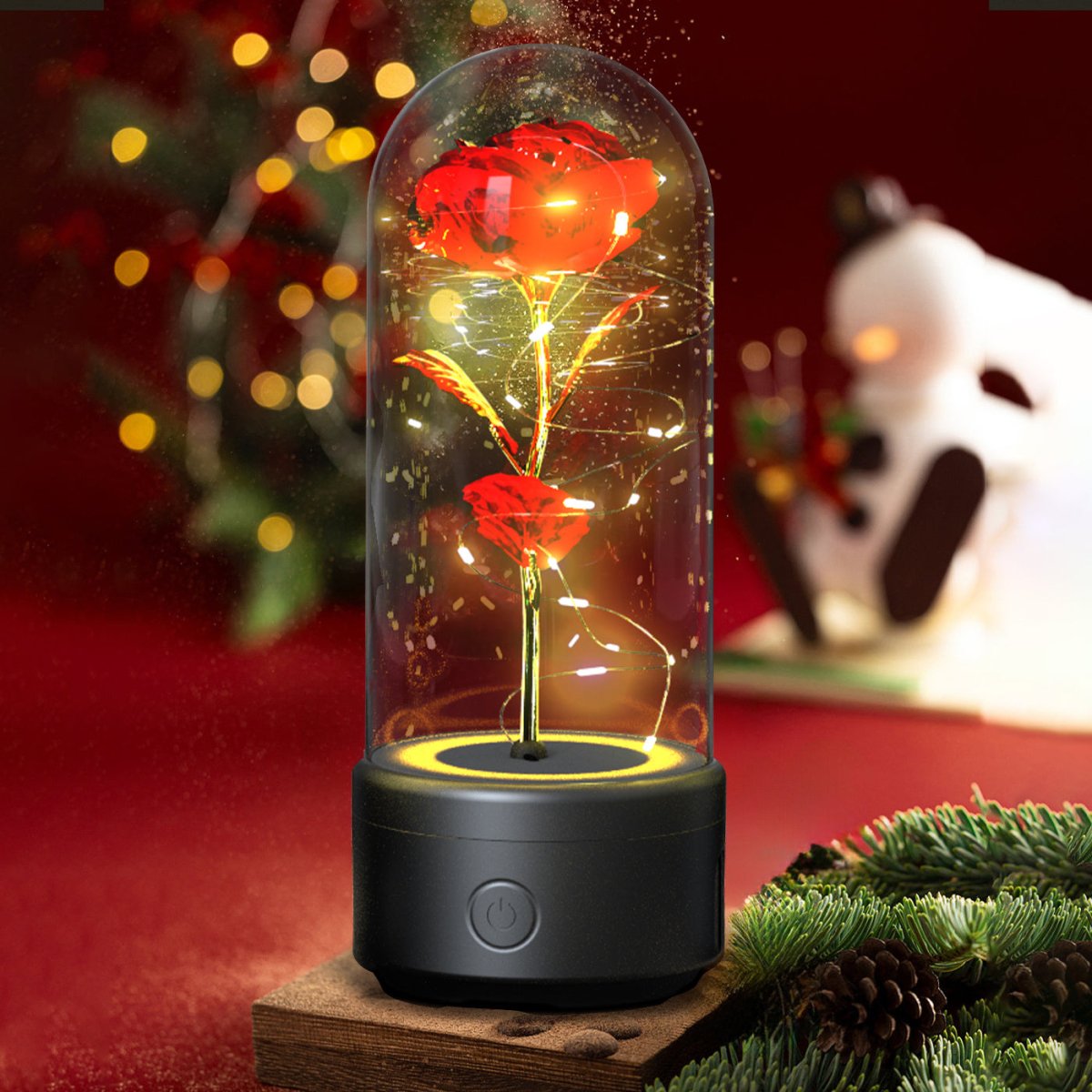 Creative 2 In 1 Rose Flowers LED Light And Bluetooth - compatible Speaker - AmiraMart