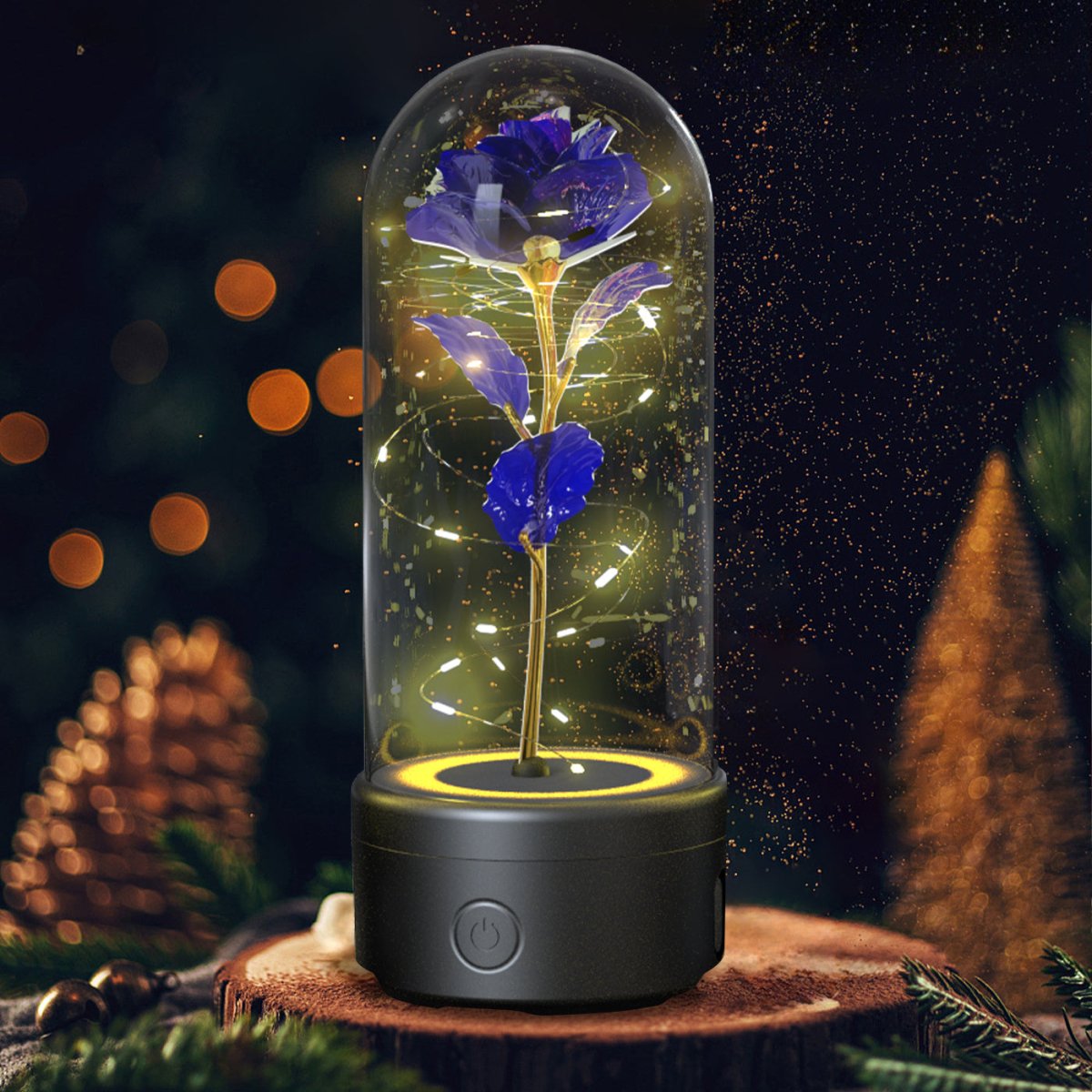 Creative 2 In 1 Rose Flowers LED Light And Bluetooth - compatible Speaker - AmiraMart