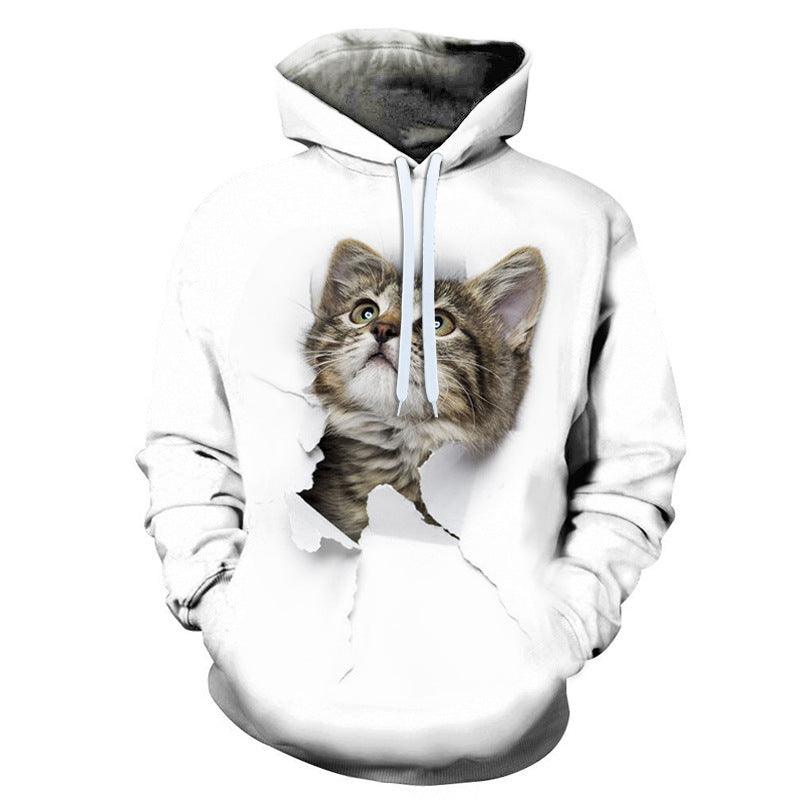 Creative Cat 3D Digital Print Hoodie - AmiraMart