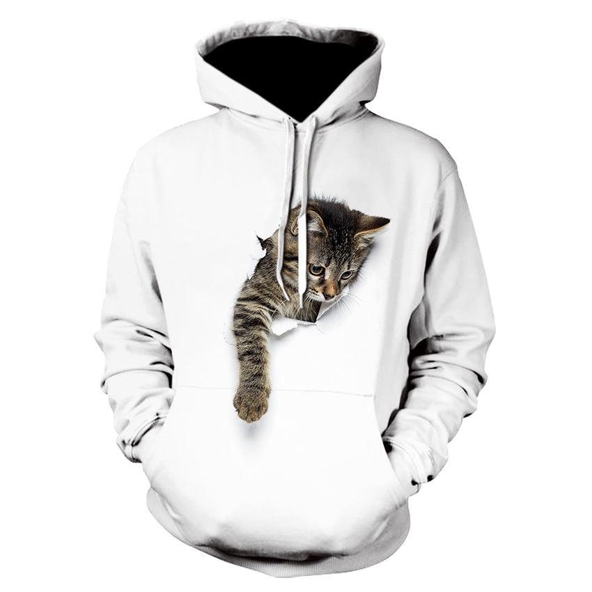 Creative Cat 3D Digital Print Hoodie - AmiraMart