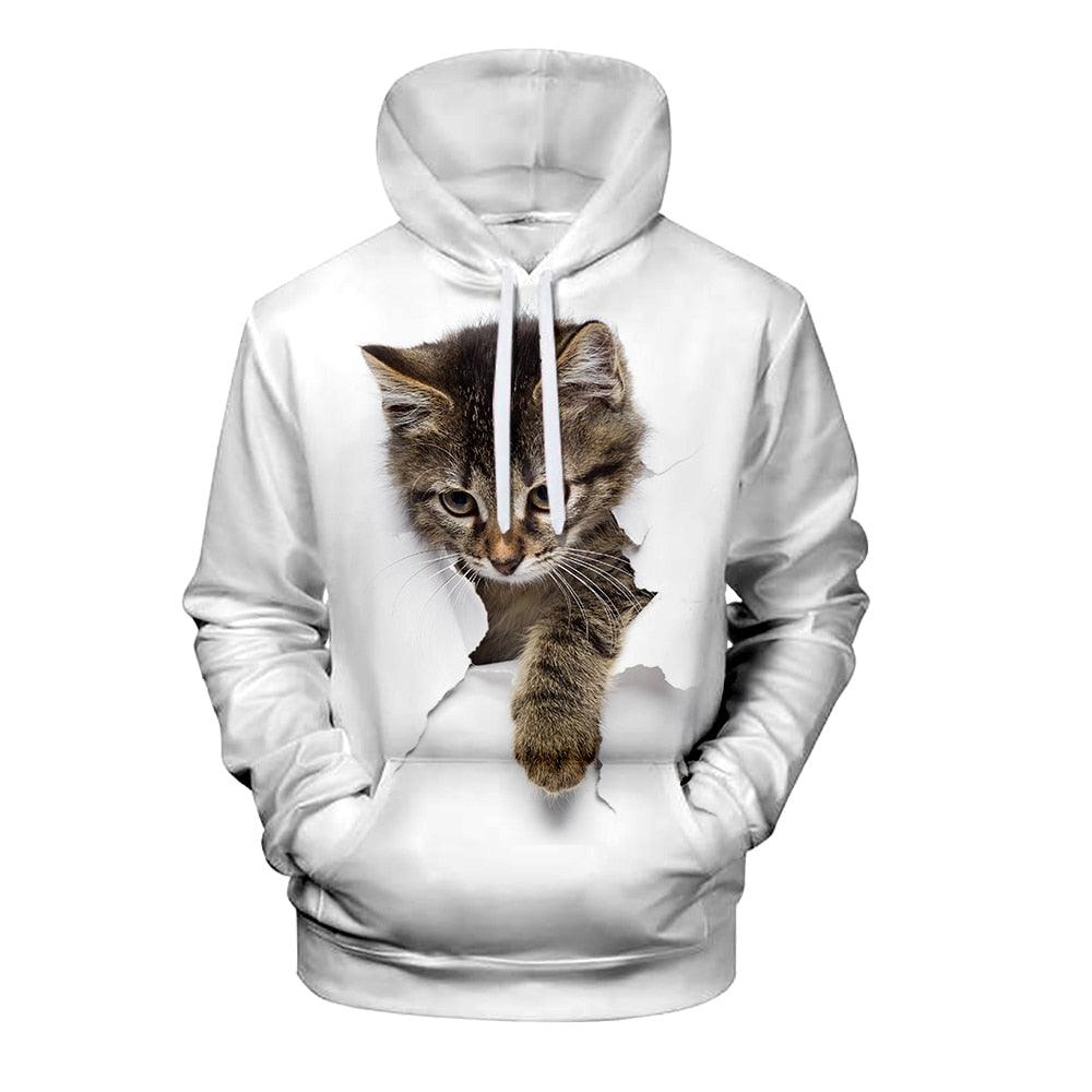Creative Cat 3D Digital Print Hoodie - AmiraMart