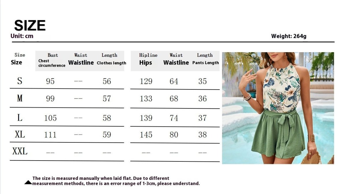 Cropped Pants Lace - up Bow Print Short Vest Suit Women - AmiraMart