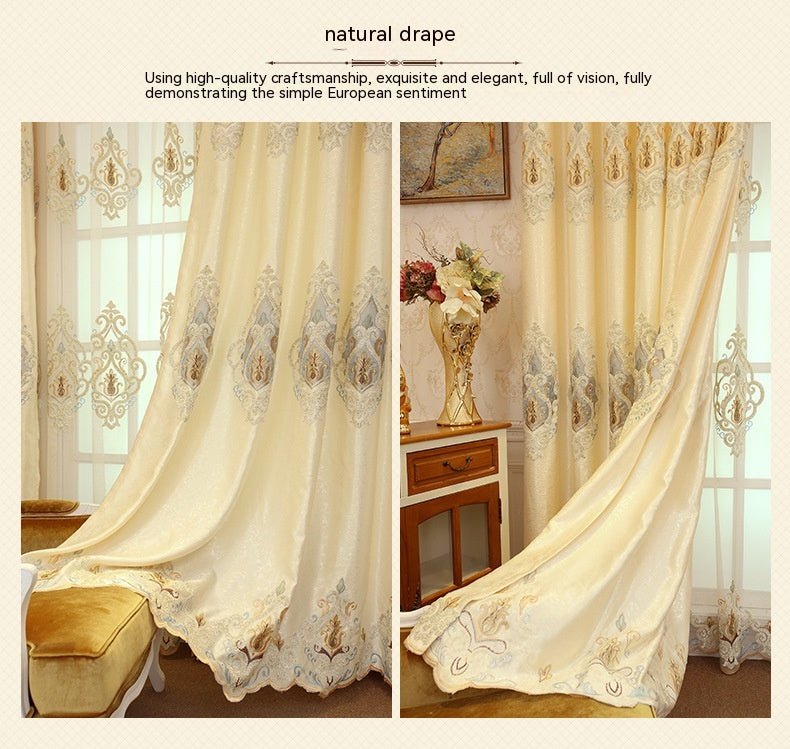 Crown European Embroidery Cloth Mesh Curtains - AmiraMart