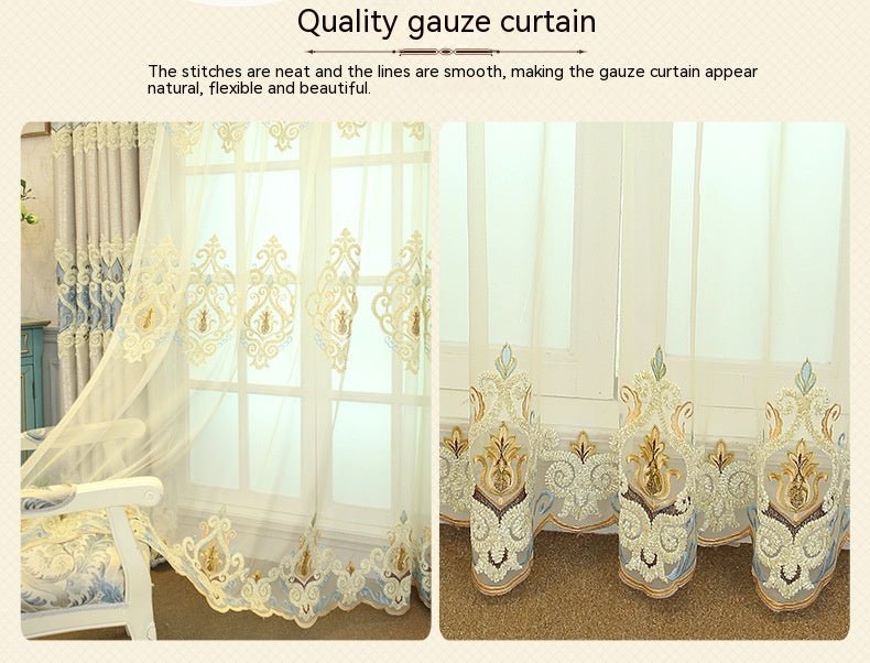 Crown European Embroidery Cloth Mesh Curtains - AmiraMart