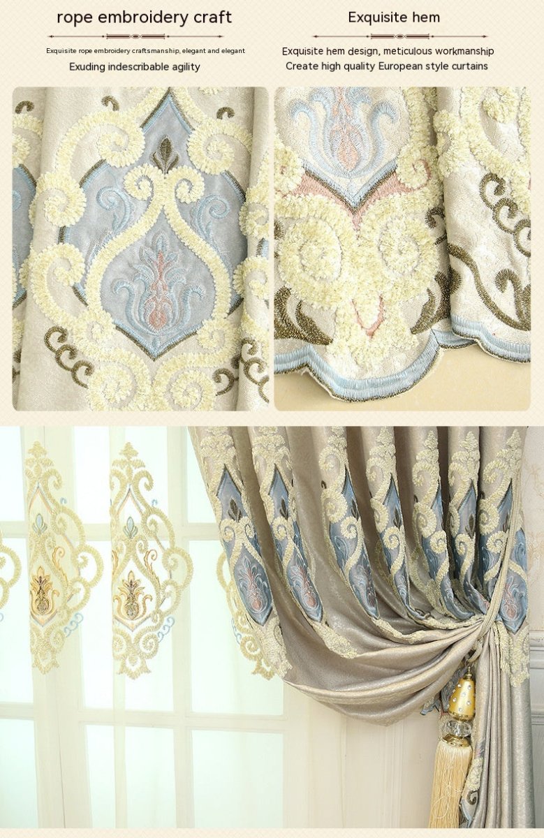 Crown European Embroidery Cloth Mesh Curtains - AmiraMart