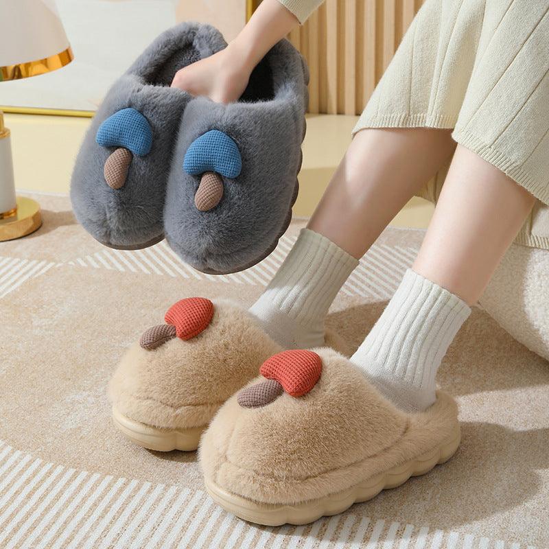Cute Mushroom Cotton Slippers For Women - AmiraMart