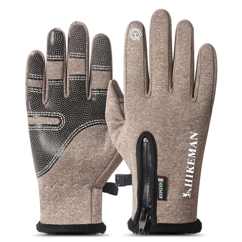 Cycling sports full finger zipper silicone gloves - AmiraMart