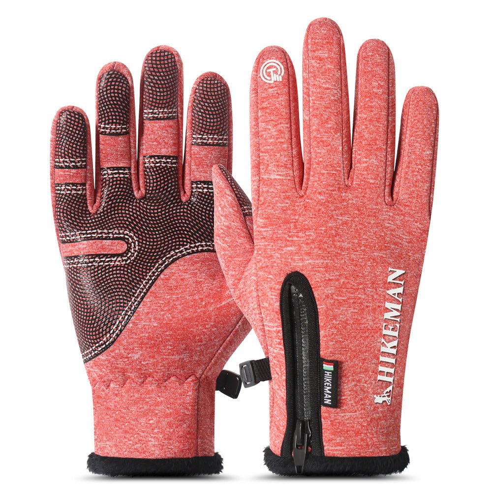 Cycling sports full finger zipper silicone gloves - AmiraMart