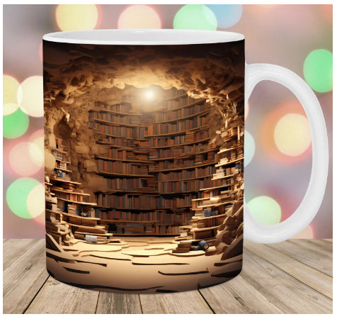 Ceramic 3D Bookshelf Mug Creative Space Design - AmiraMart