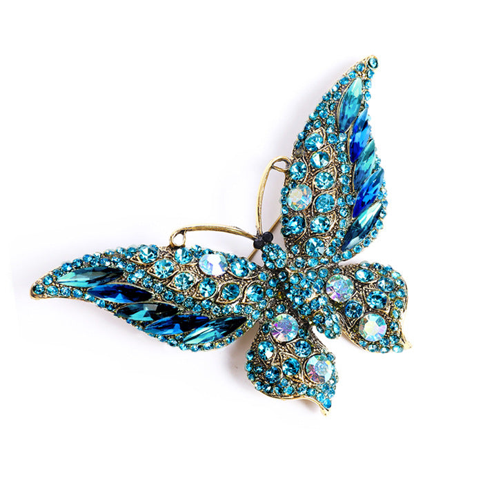 Crystal Big Butterfly Brooch Fashion Animal Insect Lady - AmiraMart