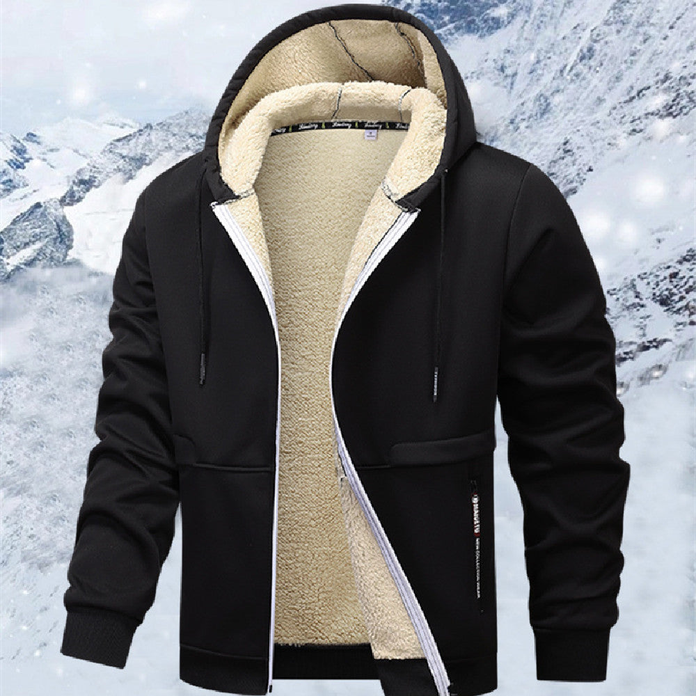 Thick Sherpa Lined Hooded Zipper Jacket - AmiraMart