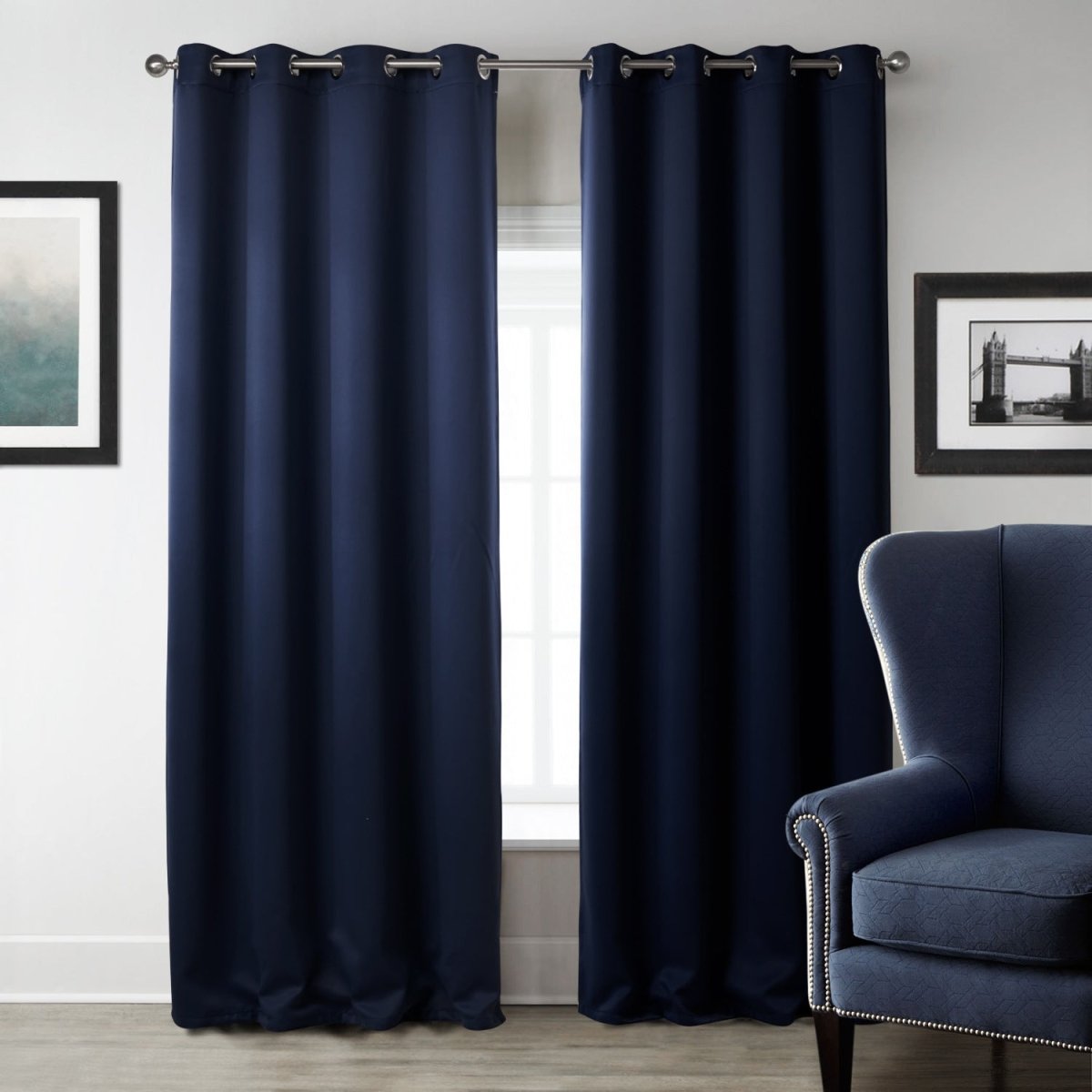 Dark Blue Bedroom Blackout Fabric - AmiraMart