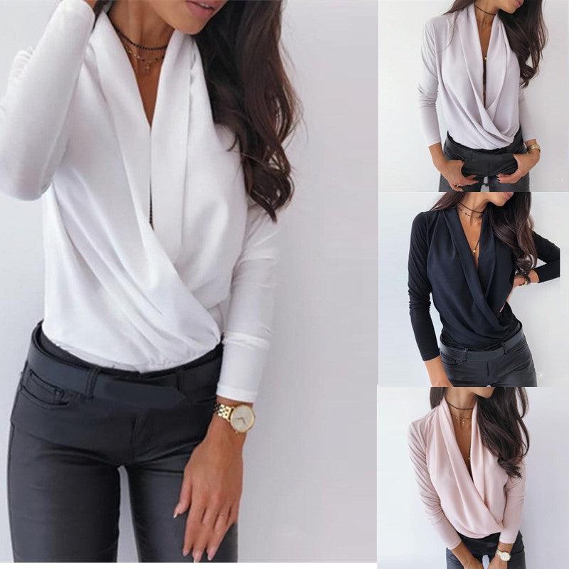 Deep V - neck shirt - AmiraMart
