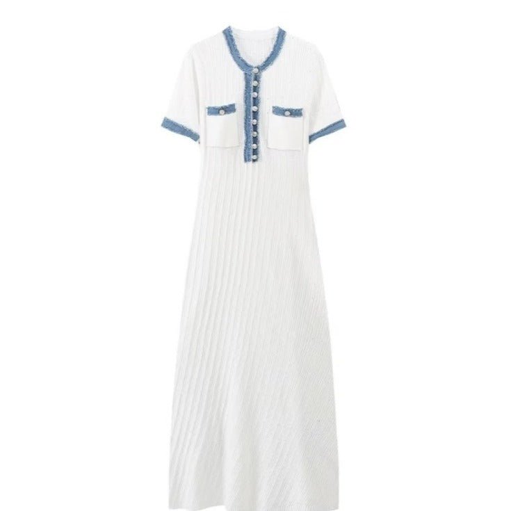 Denim Patchwork Dress - AmiraMart