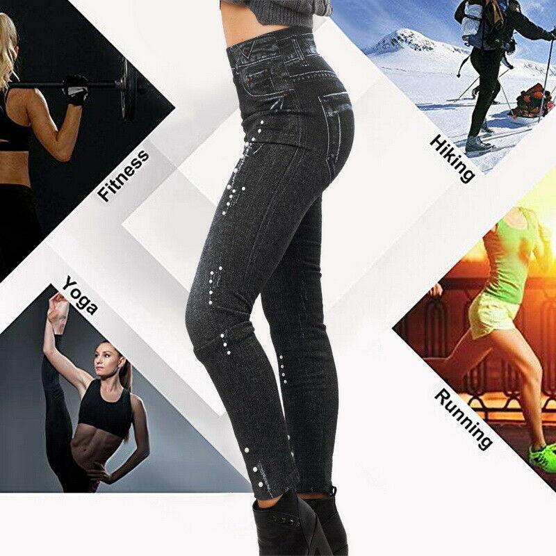 Denim printed leggings - AmiraMart