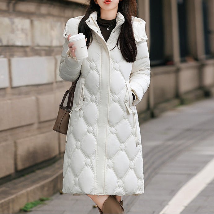 Detachable Hat Cotton - padded Coat Women's Mid - length Winter - AmiraMart
