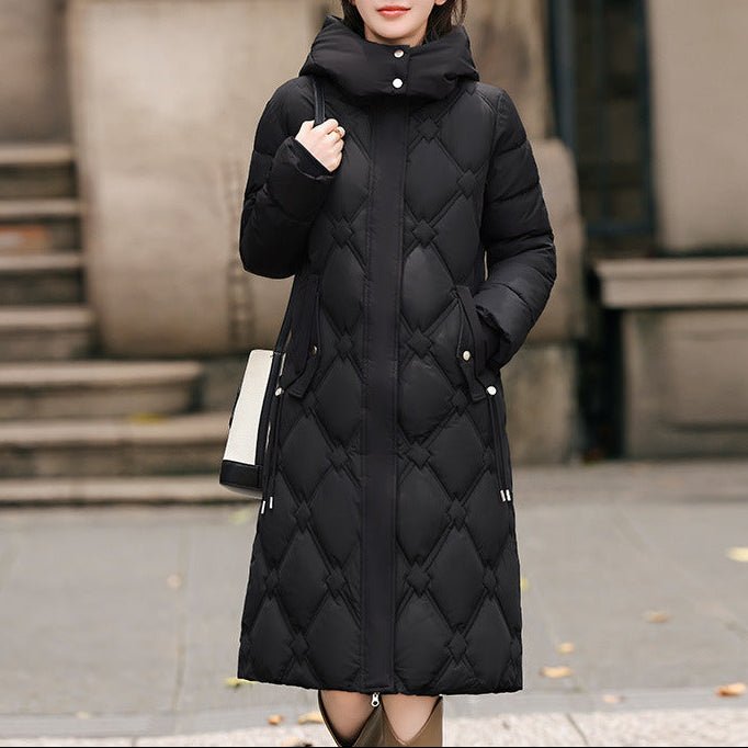Detachable Hat Cotton - padded Coat Women's Mid - length Winter - AmiraMart