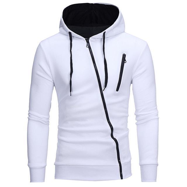 Diagonal Zipper Design Sweater - AmiraMart