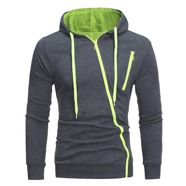 Diagonal Zipper Design Sweater - AmiraMart