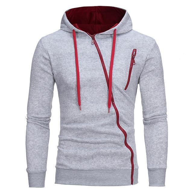 Diagonal Zipper Design Sweater - AmiraMart