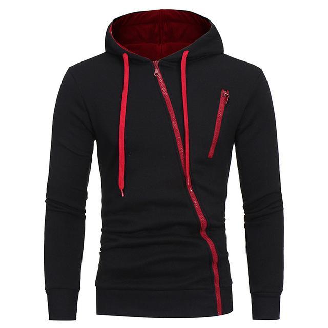 Diagonal Zipper Design Sweater - AmiraMart