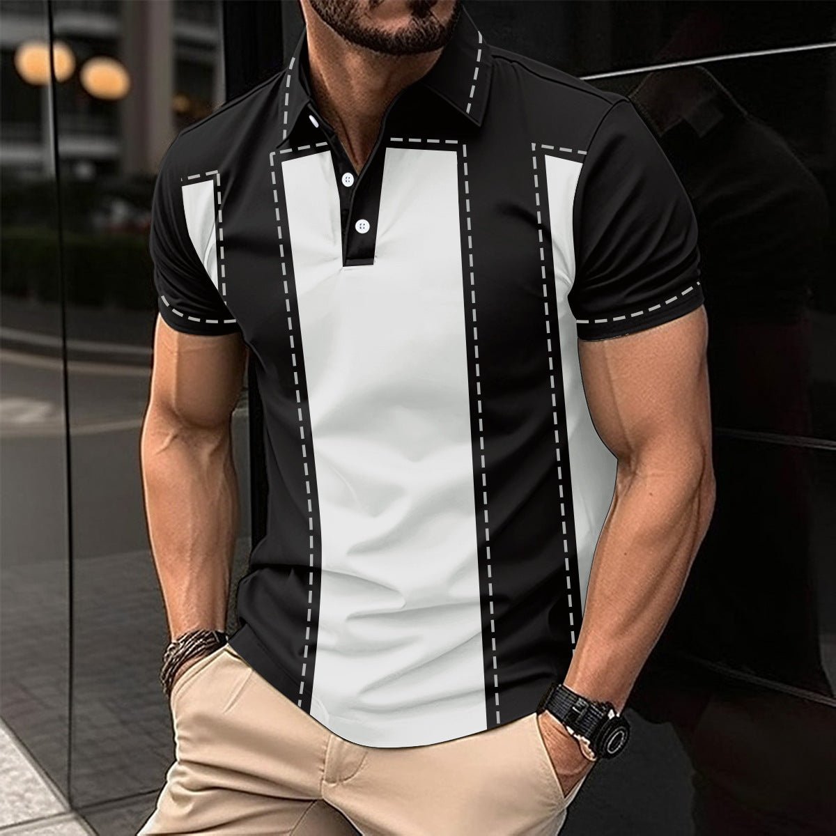 Digital Printing Men's Short Sleeve Casual - AmiraMart