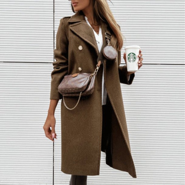 Double Breasted Wool Coat for Women - AmiraMart