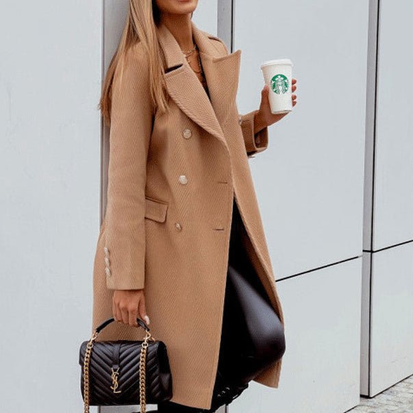 Double Breasted Wool Coat for Women - AmiraMart
