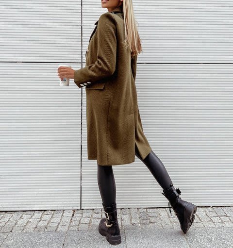 Double Breasted Wool Coat for Women - AmiraMart