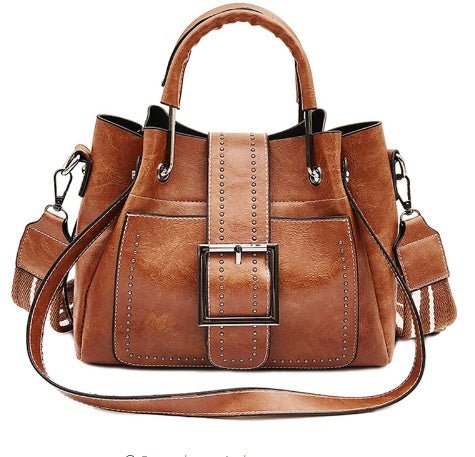 Double Leather Bucket Bag Handbag - AmiraMart