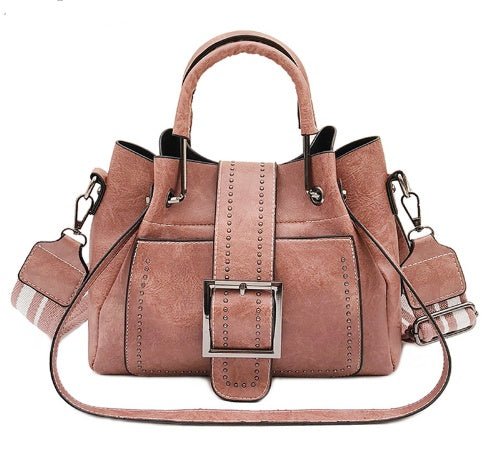 Double Leather Bucket Bag Handbag - AmiraMart
