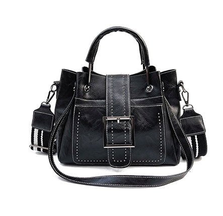 Double Leather Bucket Bag Handbag - AmiraMart