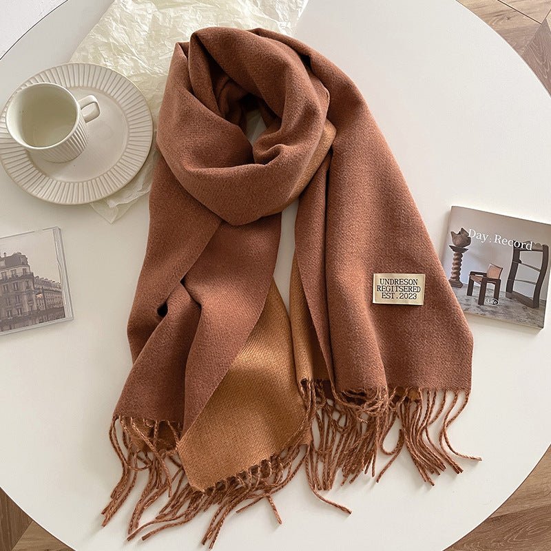 Double - sided Artificial Cashmere Scarf - AmiraMart