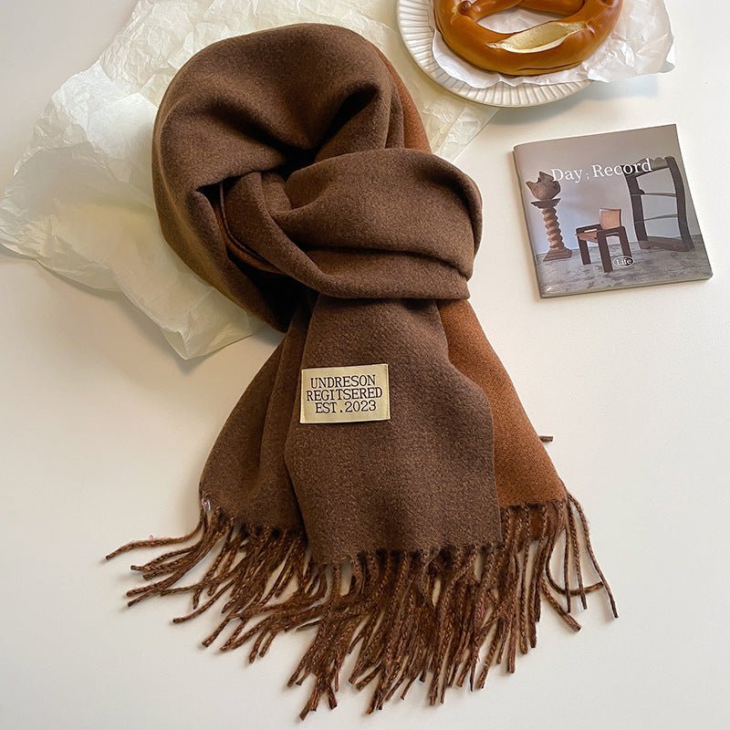 Double - sided Artificial Cashmere Scarf - AmiraMart