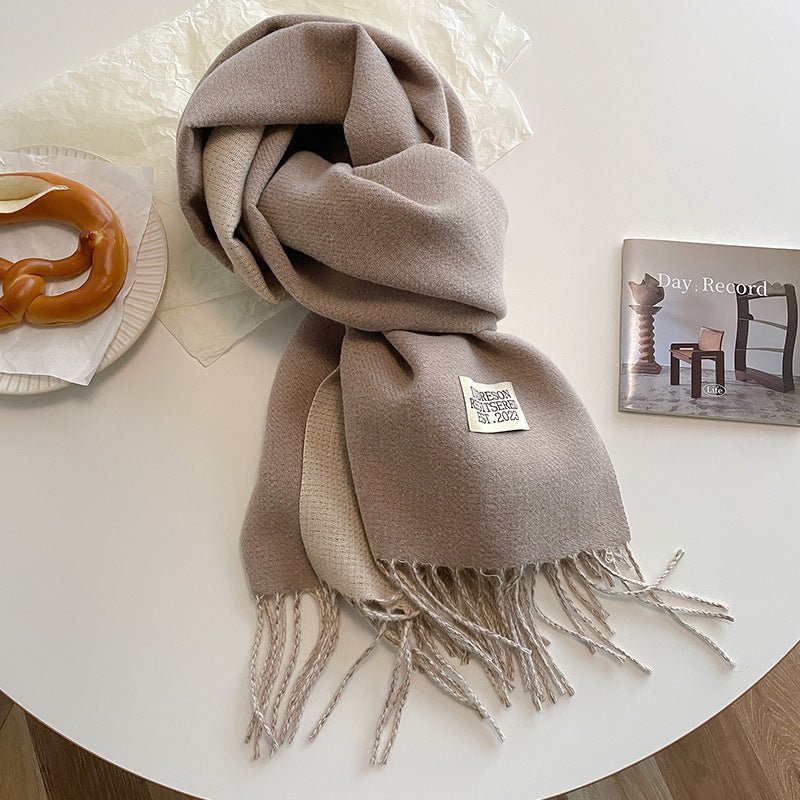 Double - sided Artificial Cashmere Scarf - AmiraMart