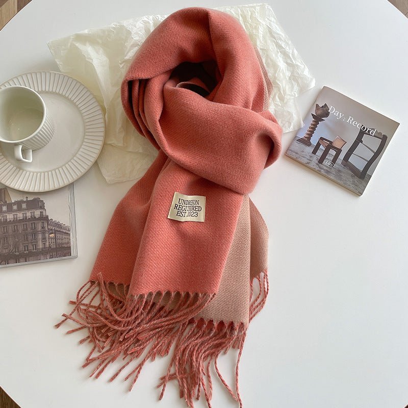 Double - sided Artificial Cashmere Scarf - AmiraMart