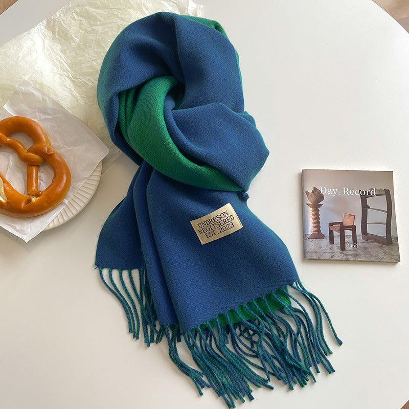 Double - sided Artificial Cashmere Scarf - AmiraMart