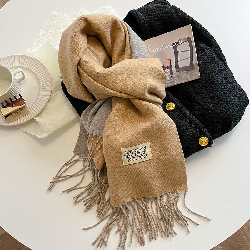Double - sided Artificial Cashmere Scarf - AmiraMart